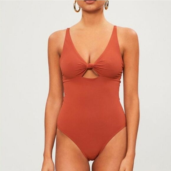 Tory Burch Palma Cutout Swimsuit Desert Spice Brown Orange M Medium - Picture 1 of 7